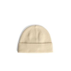 Seven Gauge Cream Wool Beanie Men
